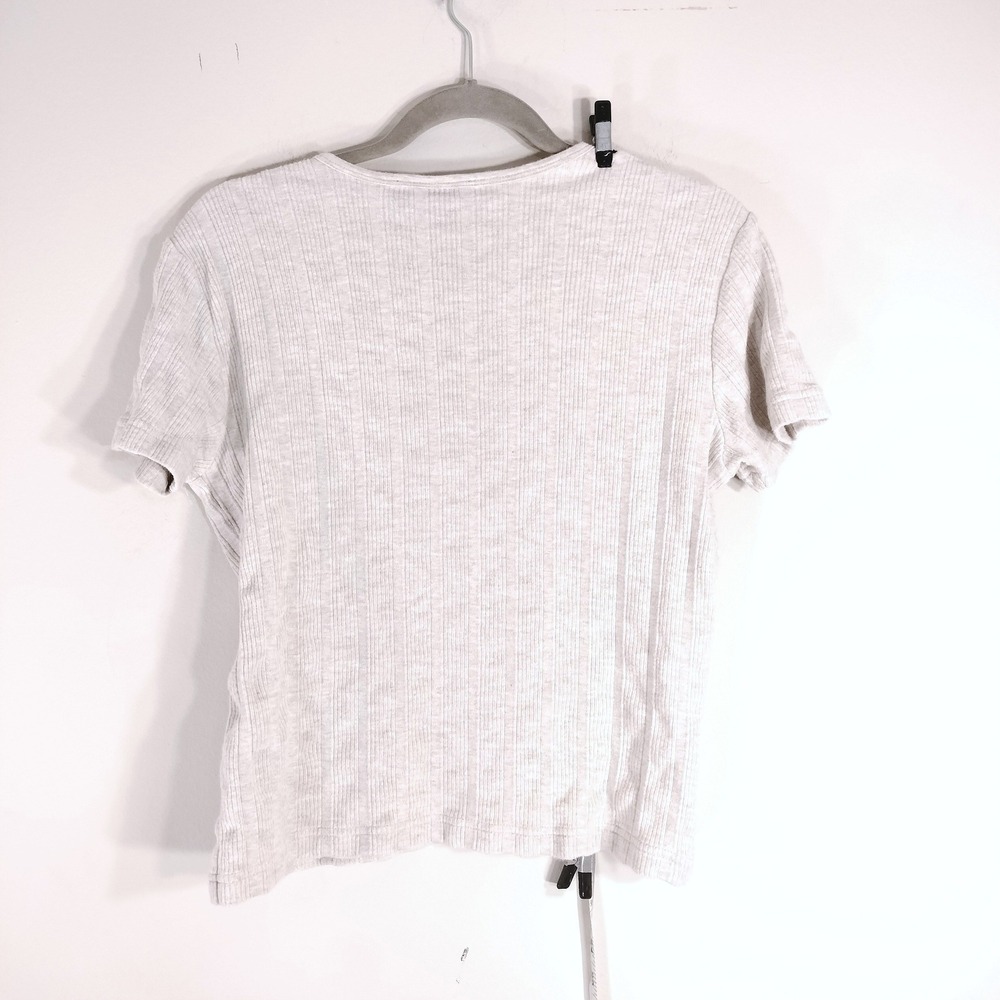 Dana B. and Karen Greige Crop T-Shirt; Ribbed Knit Short Sleeve, Y2K 90s - Picture 4 of 4